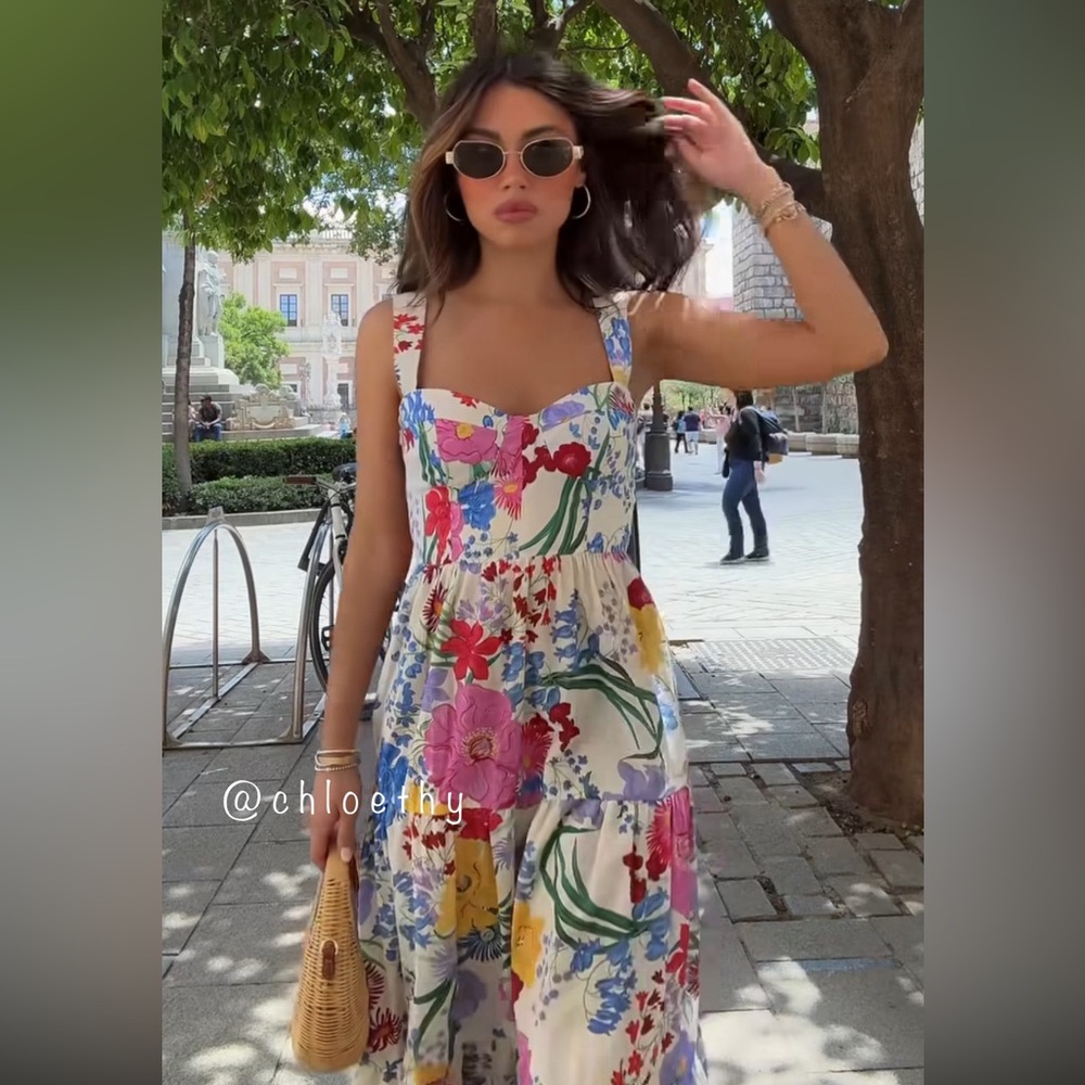 Zara FLORAL PRINT DRESS - Picture 13 of 16